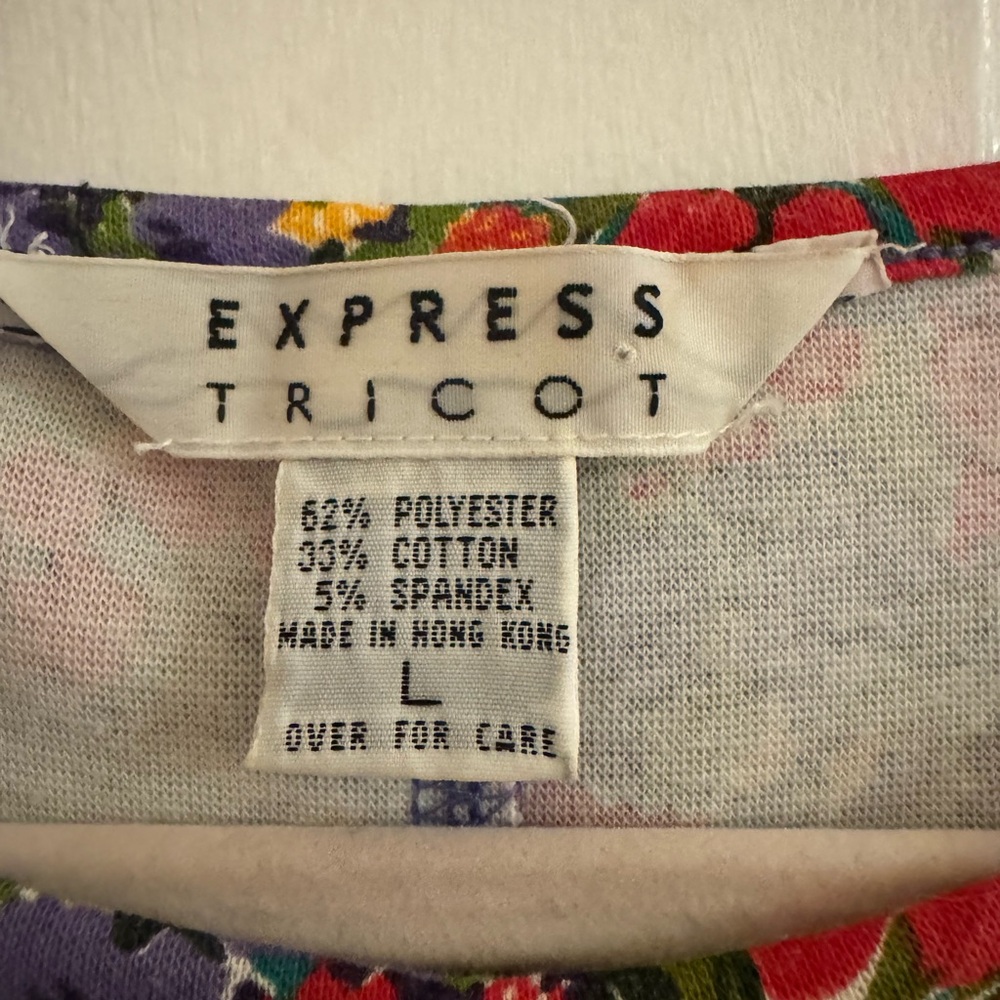 Express Tricot Floral Skater Dress | Size L - Picture 2 of 4